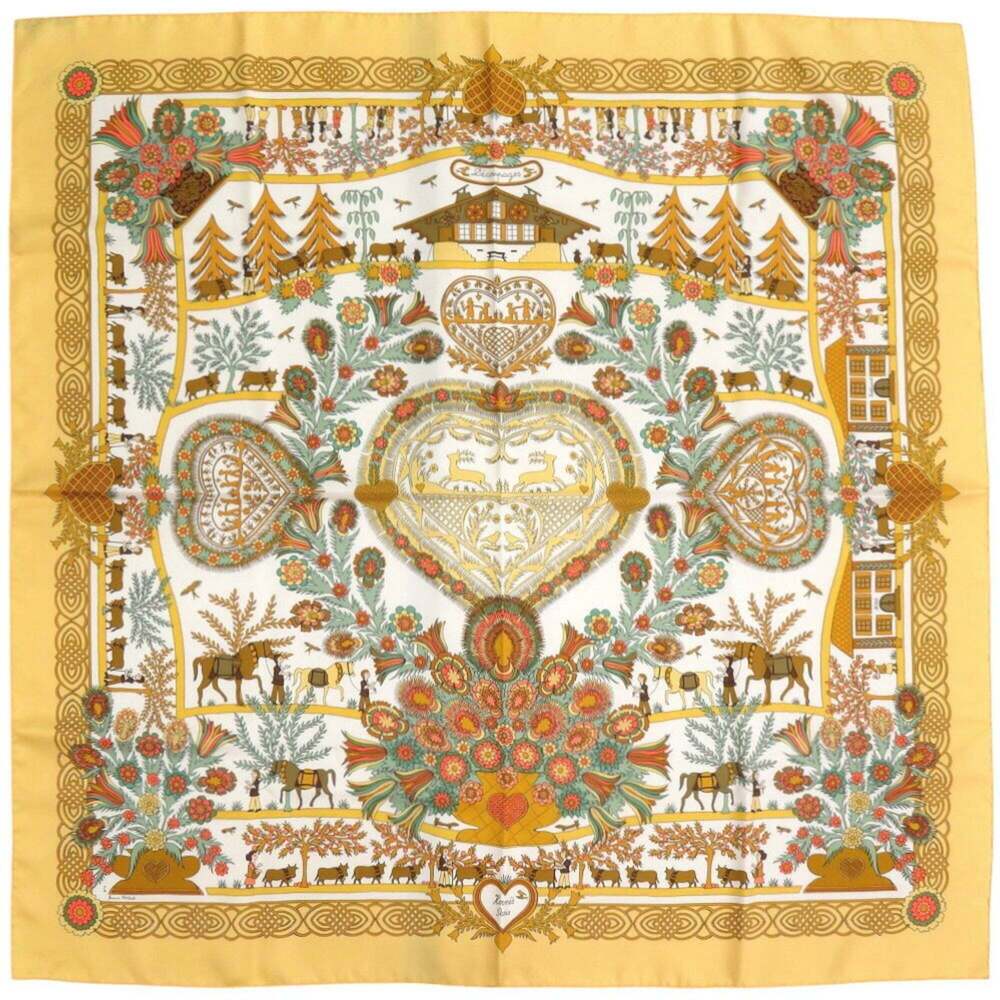 Hermes Authentic Black Silk Scarf